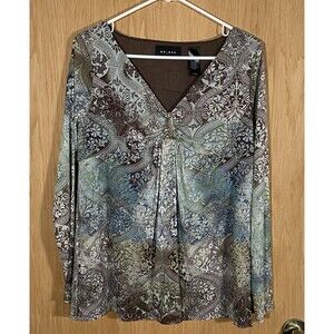 Vtg Y2K Axcess Babydoll Top Sheer Sleeves Gauzy Boho Paisley WhimsiGoth Fairy Lg